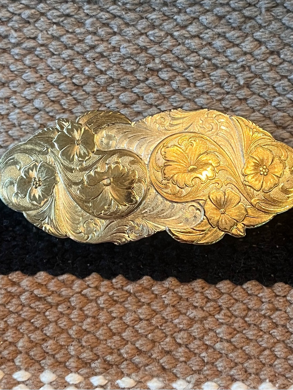 Vintage Crumrine silver Gold Engraved Hair Barrette for Women